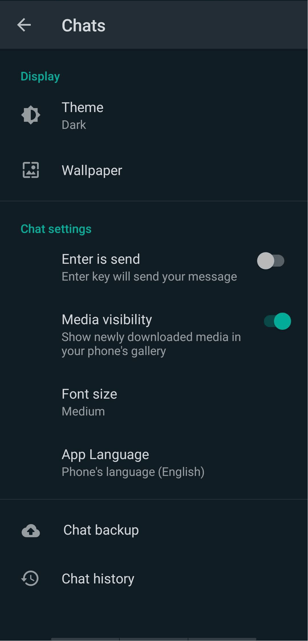 Dark Mode on Whatsapp